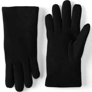 Veloursleder-Handschuhe für Damen, Damen, size: regular, Schwarz, Leder/Rauleder, by Lands' End