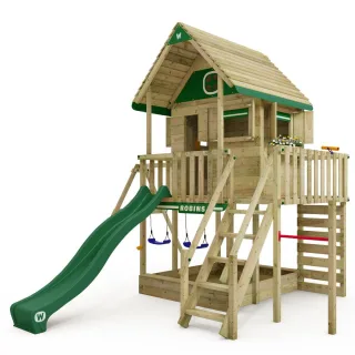 Stelzenhaus Smart PlayHouse mit Rutsche und Sandkasten - Stabiles Holz Garten-Spielhaus 2,32m Höhe - Sicherer Spielspaß für Kinder von Wickey