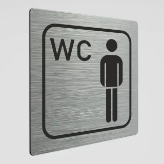 WC Hinweisschild, Herren WC Piktogramm 1, Alu silber gebürstet 20 x 20 cm