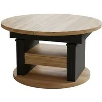 designimpex Couchtisch DA-999 rund ausziehbar höhenverstellbar mit Schublade Wohnzimmer Tisch, Funktionstisch, Wohnzimmertisch, Tisch, Esstisch, Sofatisch