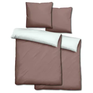 Doppelpack  Sleezzz® Renforcé Wendebettwäsche hellbraun/weiß 135 x 200 + 80 x 80 cm