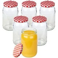 mikken Einmachglas 900 ml große Einmachgläser Einkochgläser Schraubgläser Vorratsgläser, (Set, 6-tlg., Spar-Set), luftdicht schließend, zum pasteurisieren geeignet
