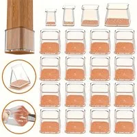 Venkuber Möbelfuß Stuhlbeinkappen Eckig,10 Stück Stuhlbeinschoner Stuhlhusse, (Silikon Transparent mit Filz), Schutzkappen für Stuhlbeine für Hartholzböden