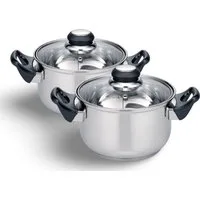 BURI Topf-Set 2x Edelstahl Kochtopf "Turin" 16cm kleine Kochtöpfe Töpfe Topf Set, Edelstahl