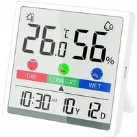 Bolwins Raumthermometer H81C Digital Date Uhr Thermometer Hygrometer LCD Display Klimaanlage, Funk-Wetterstation / Digitales Thermometer & Hygrometer 1-tlg., mit LCD-Display, LCD-Display, Temperatur- & Luftfeuchtigkeitsanzeige