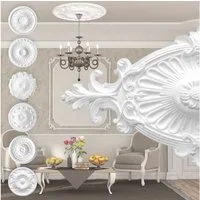 marbet design Wanddekoobjekt R-11 (Stuckrosette aus EPS Styropor, weiß, Zierelement, Stuck, Innendekoration Dekor Oval)