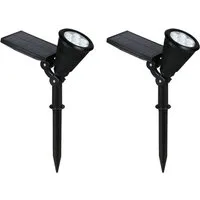 Reality Leuchten LED Gartenstrahler, mit RGB Farbwechsel, LED fest integriert, 2er Set Solar-licht Garten-leuchten mit Erdspieß Außenstrahler, H:36cm