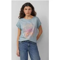 QS Kurzarmshirt T-Shirt Oversize-Shirt in gewaschener Optik mit Frontprint
