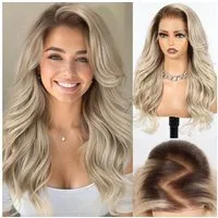 LuxusKollektion Kunsthaarperücke Perücke Synthetik Lace Front 24 Zoll 13x6 Spitze Aschblond-13X6 Spitze