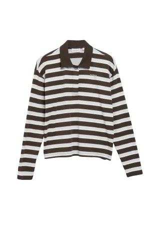 comma - T-Shirt braun/weiß - Gr. - 44