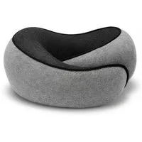 H-basics Nackenkissen Memory Foam Reisekissen Flugzeug mit Tasche Grau