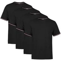 COMEOR T-Shirt Basic Herren Kurzarm Rundhalls (Packung, 4-tlg) mit gestreiften Ärmel Bündchen