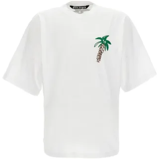 Weisses T-Shirt in ubergrosse mit skizzenhaftem Palmen-Design von Palm Angels