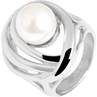 Adelia´s Fingerring Damen Ring aus Edelstahl mit Süßwasserperle