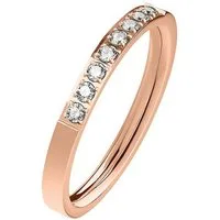 Taffstyle Fingerring Damen Verlobungsring Ehering mit Kristallen elegant filigran glänzend (Feiner Damenring mit funkelnden Kristallen in Roségold Gold oder Silber - Geschenkidee)
