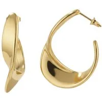 KARMA Paar Creolen Damen oval Edelstahl vergoldet Ohrringe 3 cm (Damencreolen, Kreolen Damenschmuck), Damenohrringe wasserfest & antiallergisch