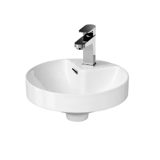 Neuesbad Serie 300 Keramik Halbeinbau-/Aufsatzwaschtisch, D:380mm, H:65mm, weiss 1K114-0021