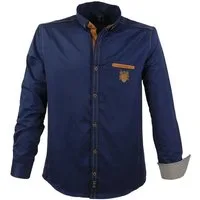 Lavecchia Langarmhemd Lavecchia Herren Langarmhemd 1980 (Navyblue, 5XL) Herrenhemd mit Farbkontrasten