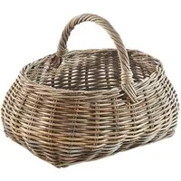Kobolo Einkaufskorb Korb mit Henkel aus Rattan in kubu grey, 20 l