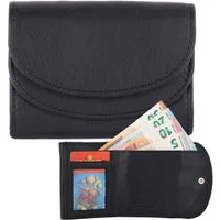 Manza Mini Geldbörse Mini Geldbörse Echt Leder Portemonnaie mit Münzfach Geldbeutel RFID, Slim Wallet