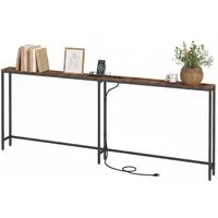 VASAGLE Konsolentisch Konsolentisch mit Ladestation, schmaler Sofatisch, Flurtisch (1-St), für Flur und Wohnzimmer, einfache Montage, 100 x 15 x 80 cm