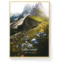 KHG Bilderrahmen 50x70 cm Gold, für 1 Bilder (stabile Glasfront & Kunststoff-Rahmen, 1 St), für Fotos, Poster, Zertifikate & Collagen, Steckanbringung für Hoch- und Querformat