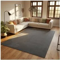 SIMPEX24 Teppich Unicolor - Einfarbig, Läufer, Höhe: 7 mm, Kurzflor Rund Teppich Anti Rutsch Rückseite Waschbar Flauschiger