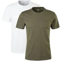 s.Oliver T-Shirt Casual (2-tlg) mit Logo, schlicht, unifarben, Basic, moderner Look im 2er Pack
