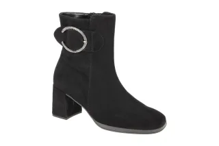 Gabor 35.692 Damen Stiefeletten schwarz Samtchevreau eckige Form