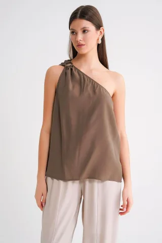 Asymmetrisches Kragen-Accessoire Detaillierte Bluse