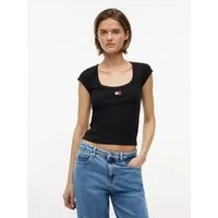 Tommy Jeans Kurzarmshirt TJW SLIM RIB BADGE TEE EXT Baumwollmischung, slim fit, in gerippter Struktur