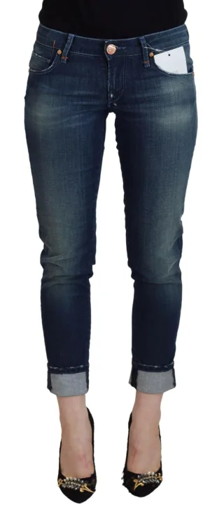 Acht Blaue Baumwoll Slim Fit Damen Freizeit Jeans