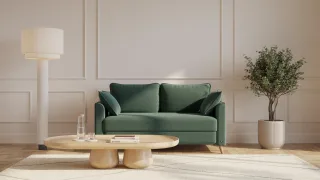BRUNO Schlafsofa 140cm in Grün | Flow | stabiles Massivholz & Boxspringkomfort