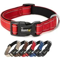 lionto Hunde-Halsband reflektierend, verstellbare Länge 20-30 cm XS rot, Nylon, Neopren, reflektierend & angenehm gepolstert