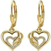AMERITA Paar Ohrhänger echt 925 Sterling Silber Damen Mädchen Herz Ohrringe goldene