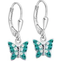 Goldene Hufeisen Paar Ohrhänger Schmetterling Ohrringe Mädchen 925 Silber mit Kristall (inkl. Etui), Kinder Ohrschmuck Farbenfroh