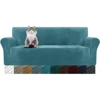 Diwzbyn Sofahusse Velvet Sofabezüge 1/2/3/4-Sitzer Stretch rutschfeste Couchbezug, für Hunde Katze Haustierfreundlich