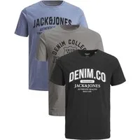 Jack & Jones Print-Shirt Bequemes Slimfit Shirt (Spar-Set, 3er-Pack) in Unifarbe mit Print
