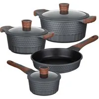 RESTO Kitchenware Topf-Set CAPELLA - Einzigartiges Design mit 3D-Effekt, antihaftbeschichtet, Aluminiumguss (Set, 7-tlg., 1x Soßentopf Ø 16 cm, 2x Kochtopf Ø 20/24 cm, 1x Bratpfanne Ø 24 cm), für alle Herdarten geeignet, auch Induktion