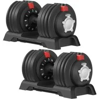SONGMICS Hantel-Set SONGMICS Kurzhanteln 2er set, Kurzhanteln 2er set, verstellbar, 12-in-1, 3 kg bis 24 kg, mit Ständer