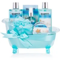 BRUBAKER Pflege-Geschenkset Wellness Geschenkset für Frauen mit Meer Duft - Summer Dreams, 7-tlg., Beauty Badeset für Damen, Pflegeset in Deko Badewanne, Blau