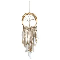 Saraswati Traumfänger Traumfänger "Tree of Life" Rattan/Baumwolle natur 16cm mit Holzperlen