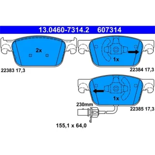 ATE Bremsbel?ge vorne Audi A4 A5 13.0460-7314.2