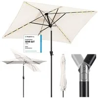 Sekey Sonnenschirm Rechteckig 3x2 m Sonnenschirm Aluminium Marktschirm mit Kurbel, LxB: 300,00x200 cm, Gartenschirm Groß, mit/ohne LED-Lichtern, 30° knickbar, für Garten