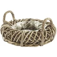 Kobolo Pflanzkübel Pflanzschale aus Rattan - Kubu grey mit Folie