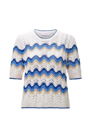 Rich & Royal - Crew NK Ajour Striped sailor sky - Gr. - L