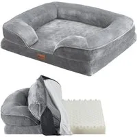 Juskys Tierbett Sheena, Stoff, Flanell (100 % Polyester), orthopädisch, waschbar und rutschfest, gepolsterter Rand