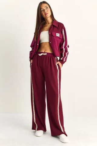 Gestreiftes Mid-Waist Zweiteiliges Set mit Tasche