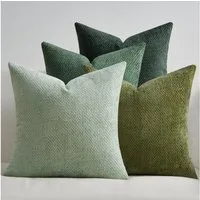 Topfinel Kissenbezug 40x40 samt kissenbezüge 50x50 Weich Sofa Deko Rattanstreifen, kissenbezug 4er set grün Farbverlauf Wohnzimmer Kinder Hautfreundlich