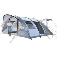 Skandika Tunnelzelt Egersund 7 XL Sleeper Protect, 2 m Stehhöhe, eingenähter Zeltboden, Personen: 7 (dunkle Schlafkabine, wasserdicht, 5000 mm Wassersäule, Transporttasche), mit Sleeper Technologie, Tragetasche, Seitentür als Sonnendach nutzbar